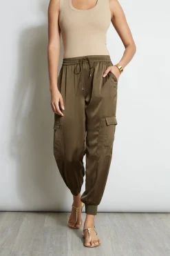 Elie Tahari Bottoms-Satin Cargo Pant