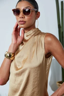 Elie Tahari Tops & Sweaters-Satin Draped Neck Top