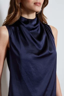 Elie Tahari Tops & Sweaters-Satin Draped Neck Top