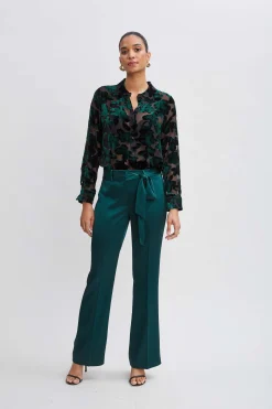 Elie Tahari Bottoms-Satin Fit & Flare Sash Pant
