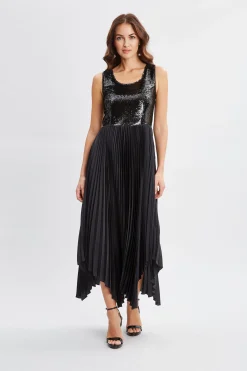 Elie Tahari Dresses & Jumpsuits-Sequin Bodice Pleated Dress