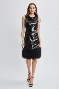 Elie Tahari Dresses & Jumpsuits-Sequin Feather Hem Dress