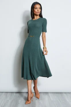 Elie Tahari Short Sleeve Dresses|Midi Dresses-Short Sleeve Cashmere Belted Dress