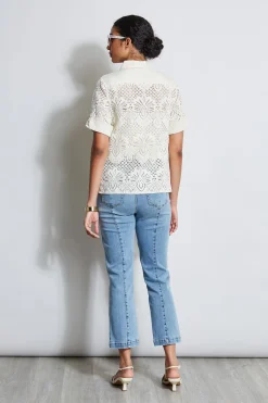 Elie Tahari Tops & Sweaters-Short Sleeve Lace Utility Shirt