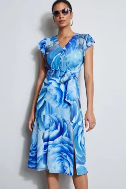 Elie Tahari Dresses & Jumpsuits|Short Sleeve Dresses-Silk Fantasy Garden Midi Dress