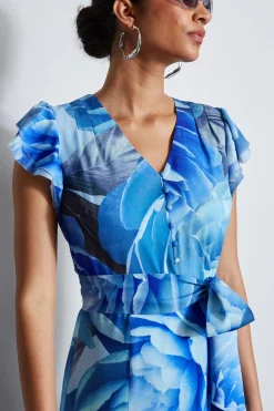 Elie Tahari Dresses & Jumpsuits|Short Sleeve Dresses-Silk Fantasy Garden Midi Dress