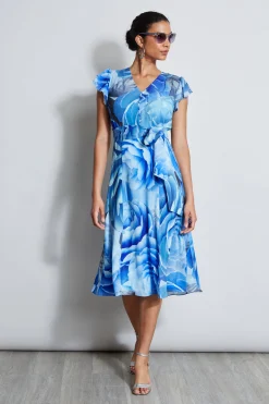 Elie Tahari Dresses & Jumpsuits|Short Sleeve Dresses-Silk Fantasy Garden Midi Dress