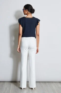 Elie Tahari Tops & Sweaters-Silk Flutter Sleeve Embroidered Shirt