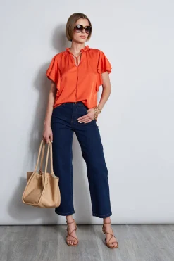 Elie Tahari Tops & Sweaters-Silk Flutter Sleeve Tie Shirt