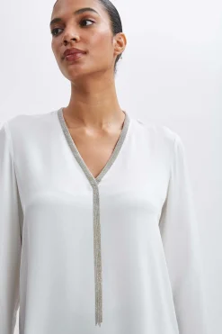Elie Tahari Tops & Sweaters-Silk Long Sleeve Chain Shirt