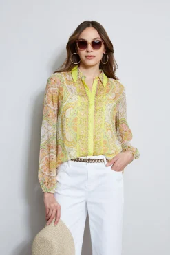 Elie Tahari Tops & Sweaters-Silk Mosaic Tile Button Down Shirt