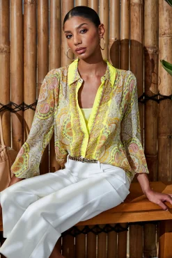 Elie Tahari Tops & Sweaters-Silk Mosaic Tile Button Down Shirt