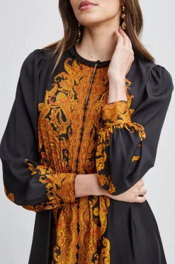 Elie Tahari Long Sleeve Dresses|Dresses & Jumpsuits-Silk Paisley Maxi Dress