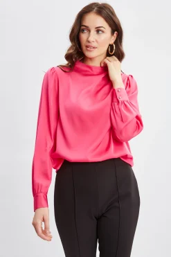 Elie Tahari Tops & Sweaters-Silk Pleated Draped Neck Shirt