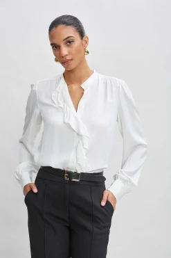 Elie Tahari Tops & Sweaters|Suiting-Silk Ruffle Button Down Shirt