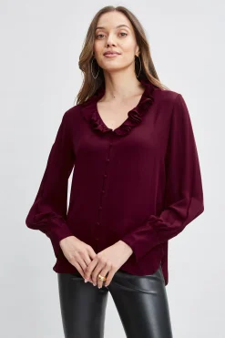 Elie Tahari Tops & Sweaters-Silk Ruffle Neck Shirt