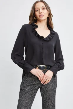 Elie Tahari Tops & Sweaters-Silk Ruffle Neck Shirt