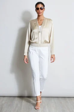 Elie Tahari Jackets & Blazers-Silk Satin Bomber Jacket