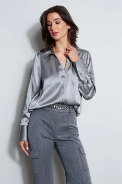 Elie Tahari Tops & Sweaters|Suiting-Silk Satin Button Down Shirt