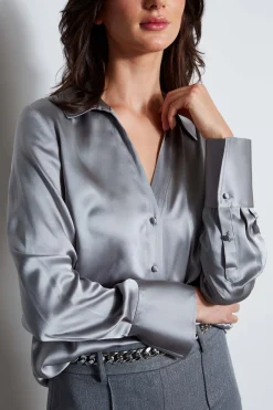 Elie Tahari Tops & Sweaters|Suiting-Silk Satin Button Down Shirt