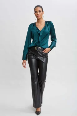 Elie Tahari Tops & Sweaters-Silk Satin Contour Ruffle Shirt