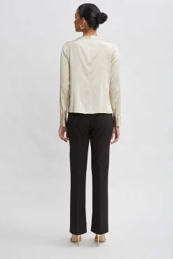 Elie Tahari Tops & Sweaters-Silk Satin Draped Neck Shirt