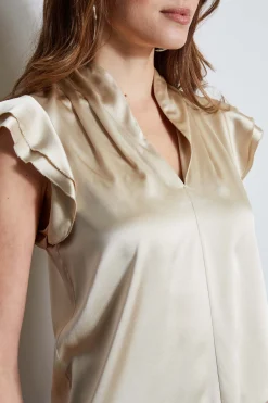 Elie Tahari Tops & Sweaters-Silk Satin Flutter Sleeve Shirt