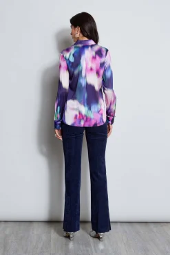 Elie Tahari Tops & Sweaters-Silk Satin Moire Floral Shirt