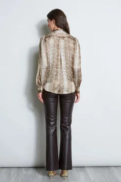 Elie Tahari Tops & Sweaters-Silk Satin Python Draped Shirt