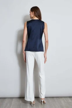 Elie Tahari Tops & Sweaters-Silk Satin Sleeveless Cascade Shirt