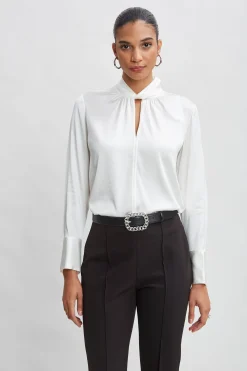 Elie Tahari Tops & Sweaters|Suiting-Silk Twist Neck Shirt