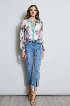 Elie Tahari Tops & Sweaters-Silk Wind Floral Button Down Shirt