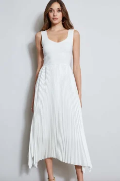 Elie Tahari Dresses & Jumpsuits|Sleeveless Dresses-Sleeveless Contour Pleated Midi Dress