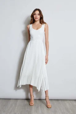 Elie Tahari Dresses & Jumpsuits|Sleeveless Dresses-Sleeveless Contour Pleated Midi Dress