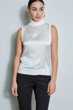 Elie Tahari Tops & Sweaters-Sleeveless Satin Front Sweater