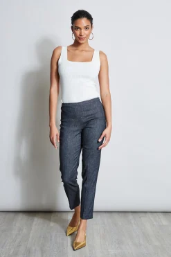 Elie Tahari Bottoms-Slim Linen Pant