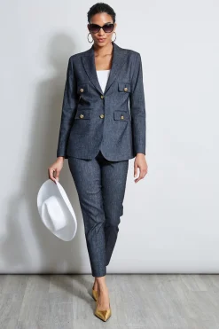 Elie Tahari Bottoms-Slim Linen Pant