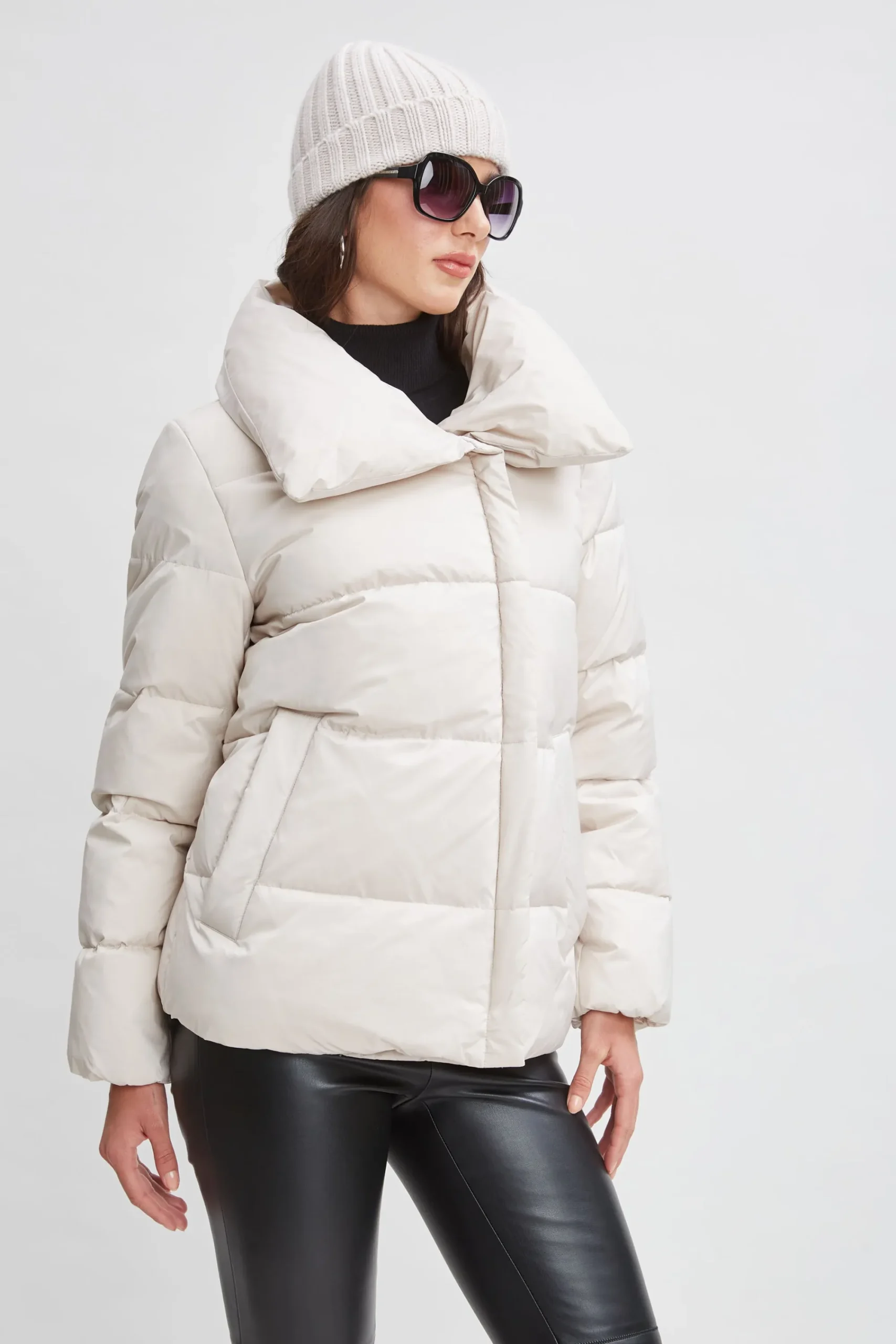 Elie Tahari Coats-Tahari Asymmetric Short Puffer Coat