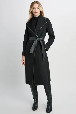 Elie Tahari Coats-Tahari Double Face Vegan Trim Wool Coat