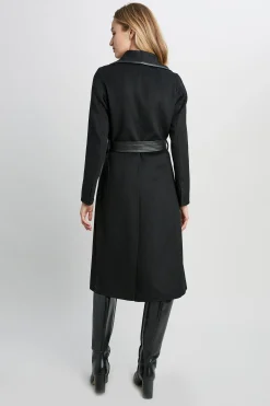 Elie Tahari Coats-Tahari Double Face Vegan Trim Wool Coat
