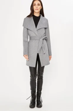 Elie Tahari Coats-Tahari Double Face Wool Lightweight Wrap Coat