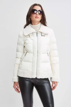 Elie Tahari Coats-Tahari Faux Shearling Puffer Coat