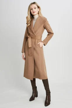 Elie Tahari Coats-Tahari Long Double Face Wool Blend Wrap Coat