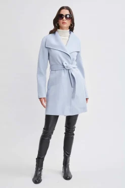 Elie Tahari Coats-Tahari Wool Blend Double Face Wrap Coat