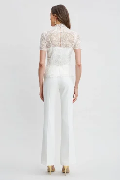 Elie Tahari Tops & Sweaters-Tape Applique Mock Neck Shirt