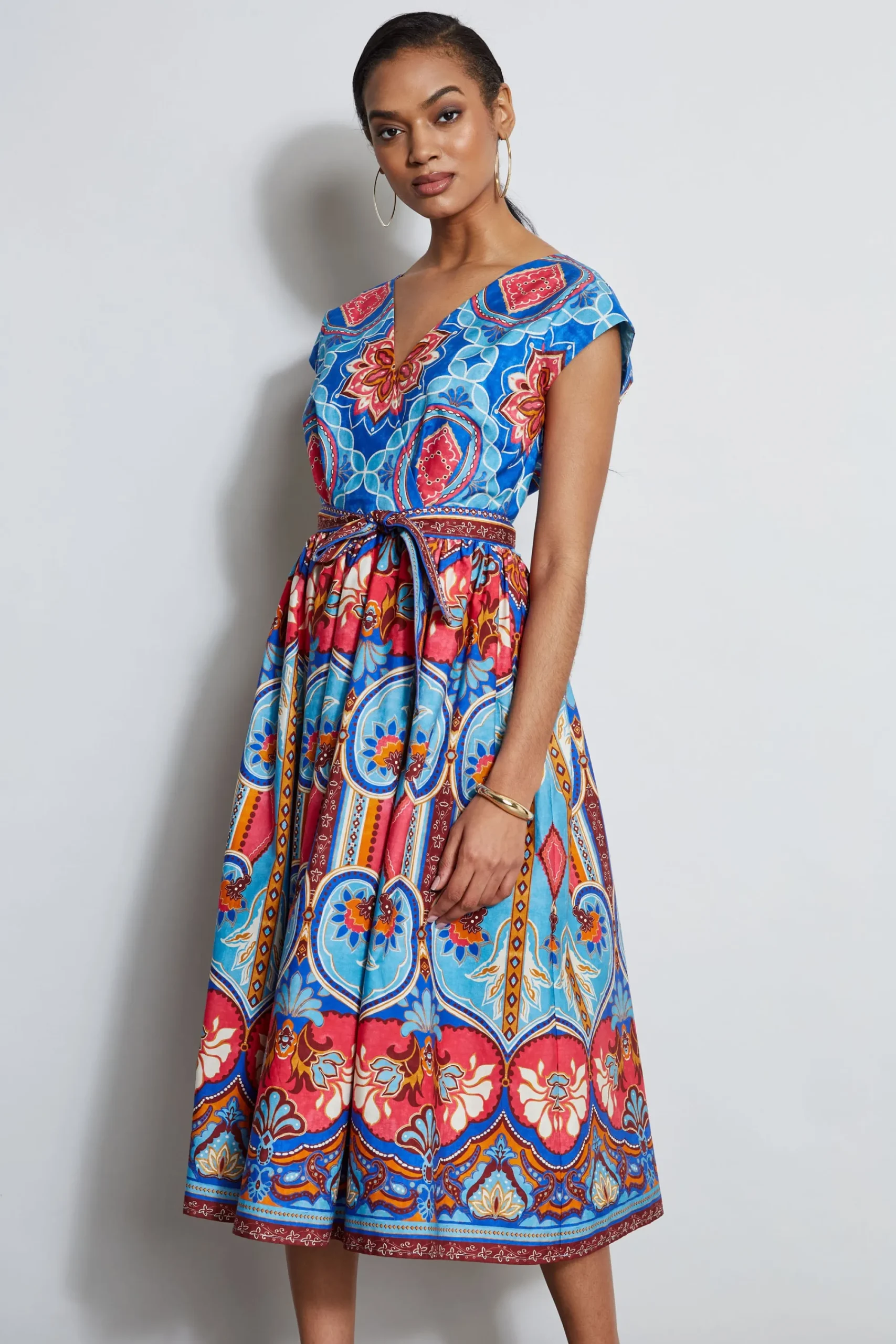 Elie Tahari Dresses & Jumpsuits|Midi Dresses-Tapestry Floral Cotton Midi Dress