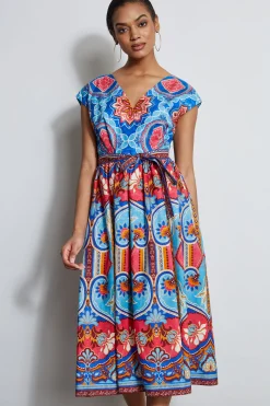 Elie Tahari Dresses & Jumpsuits|Midi Dresses-Tapestry Floral Cotton Midi Dress