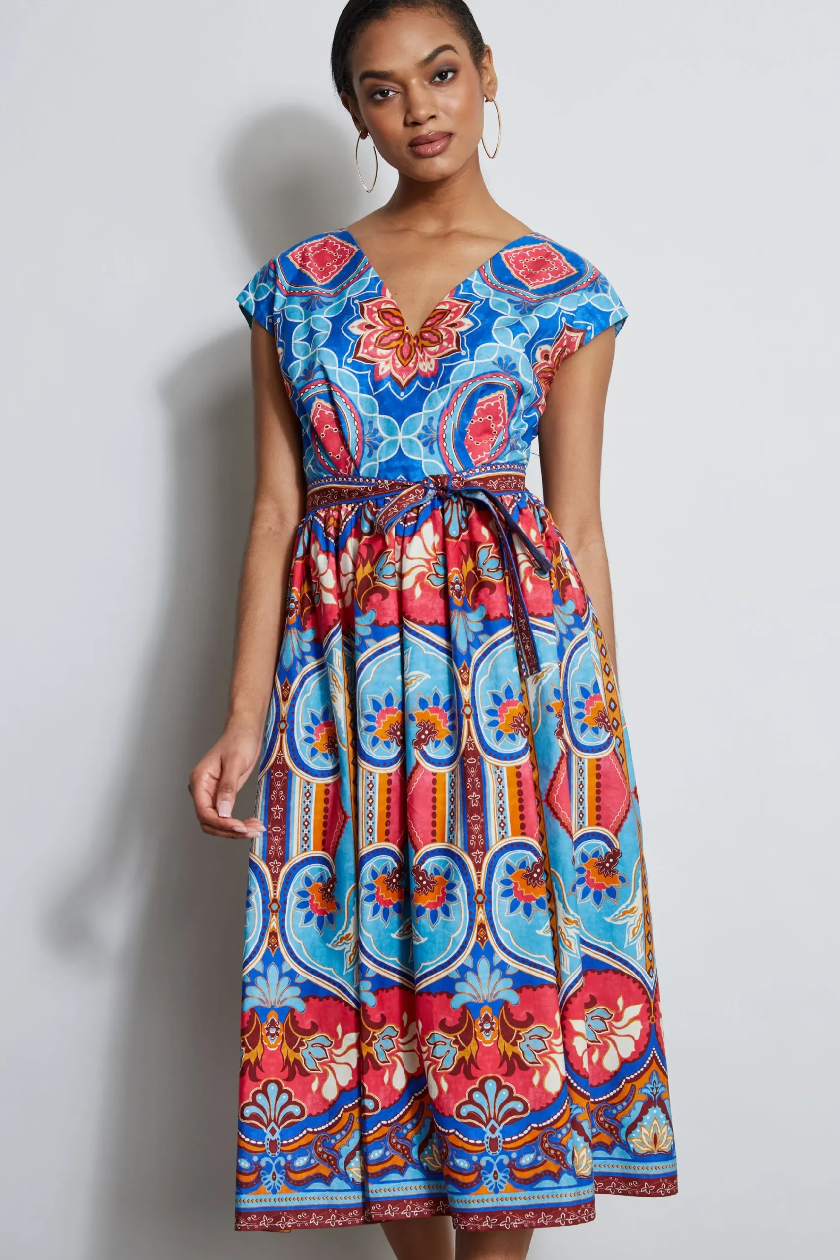 Elie Tahari Dresses & Jumpsuits|Midi Dresses-Tapestry Floral Cotton Midi Dress