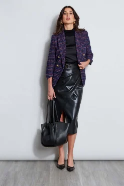 Elie Tahari Jackets & Blazers|Suiting-Tweed Ruched Sleeve Double Breasted Blazer