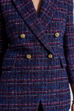 Elie Tahari Jackets & Blazers|Suiting-Tweed Ruched Sleeve Double Breasted Blazer